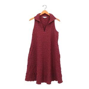 Courtney Washington Half Hill Pucker Sleeveless V-Neck Dress Burgundy S